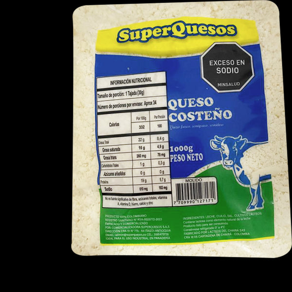 Queso costeño Molido 1000 gr superquesos